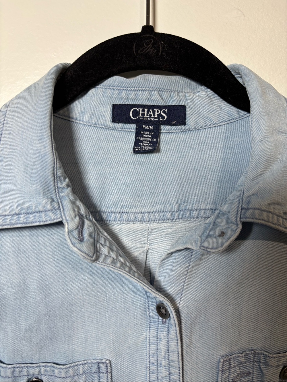 Chaps Light Blue Denim Button-Front Shirt - Picture 4 of 8
